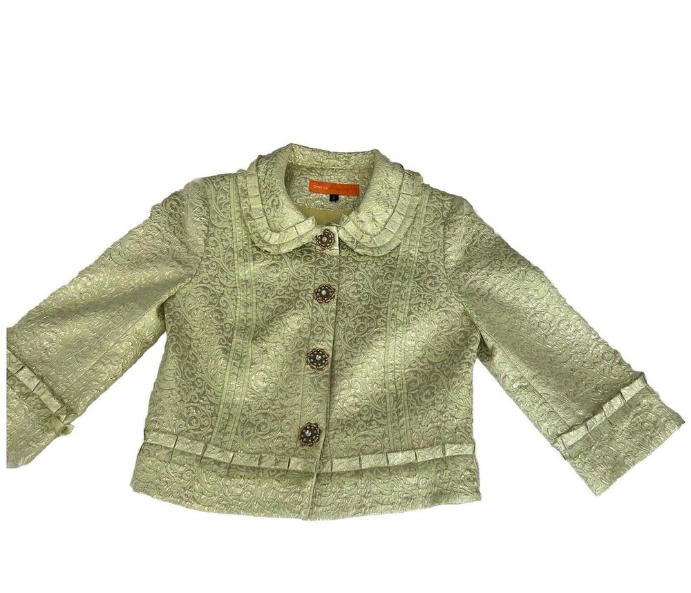 Vintage Cynthia Steffe Brocade Floral Short Cropped Suit Jacket Sz 2